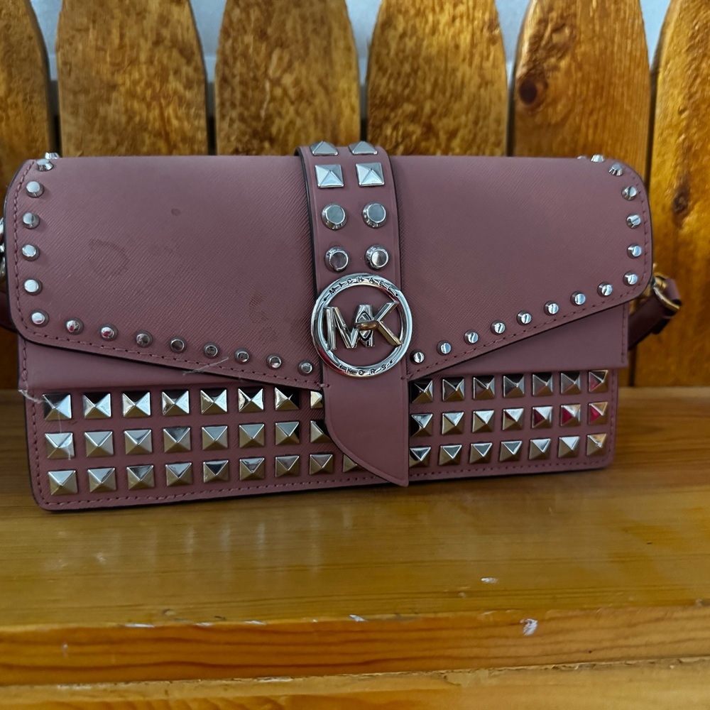 Michael Kors Mauve Studded Clutch